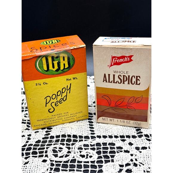 IGA Poppy Seed Spice Box 1970s with French’s Allspice Box 1980s Kitschy Decor - Picture 2 of 11